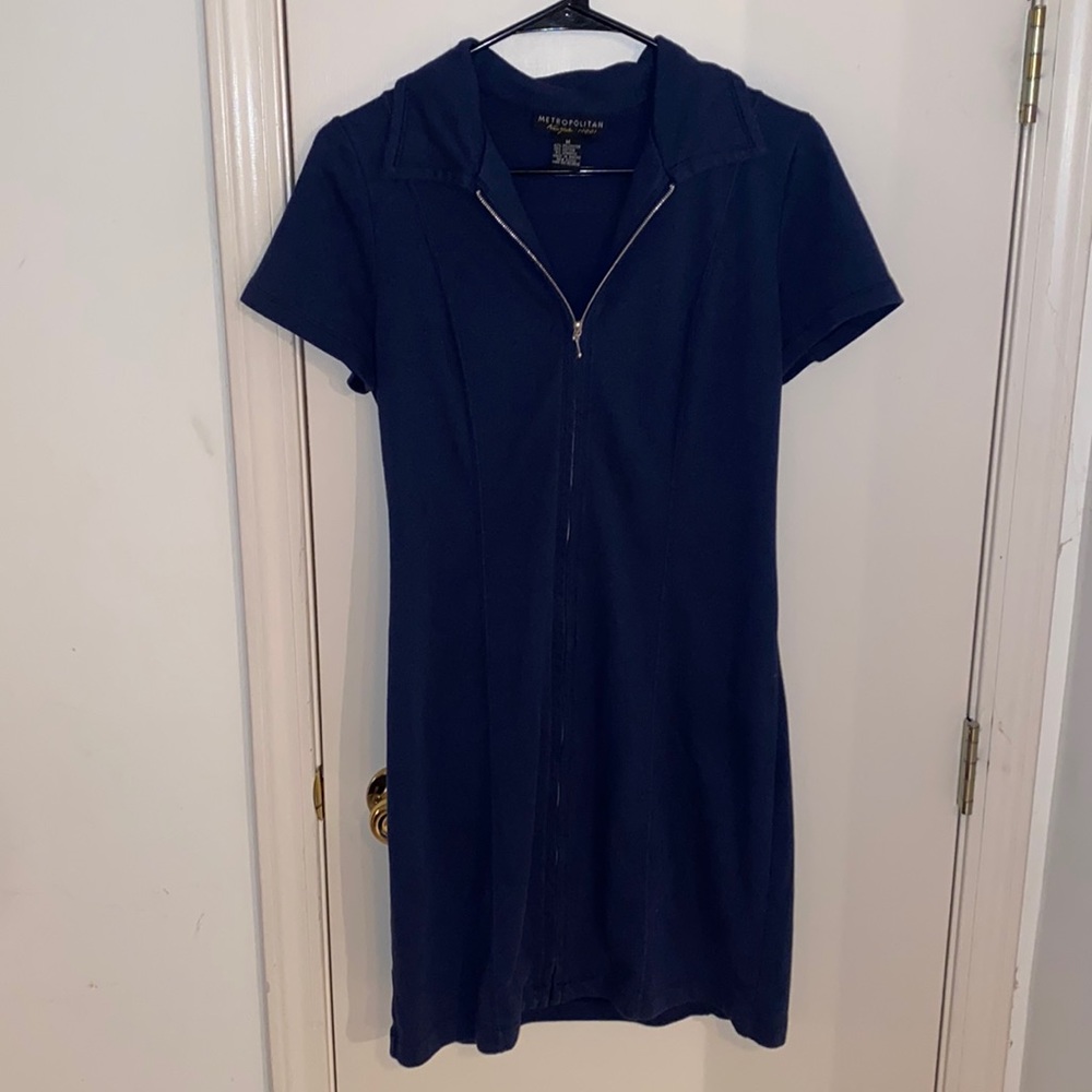 Navy blue zipper dress